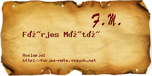 Fürjes Máté névjegykártya
